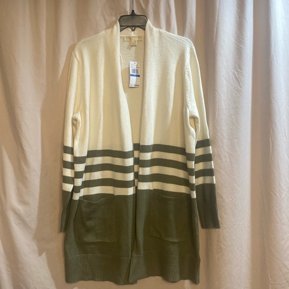 NWT Michael Kors Open Front Cardigan, Size Xl Color Army green - Picture 1 of 8